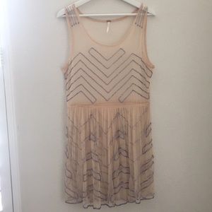 Freepeople nude mesh sheer dress